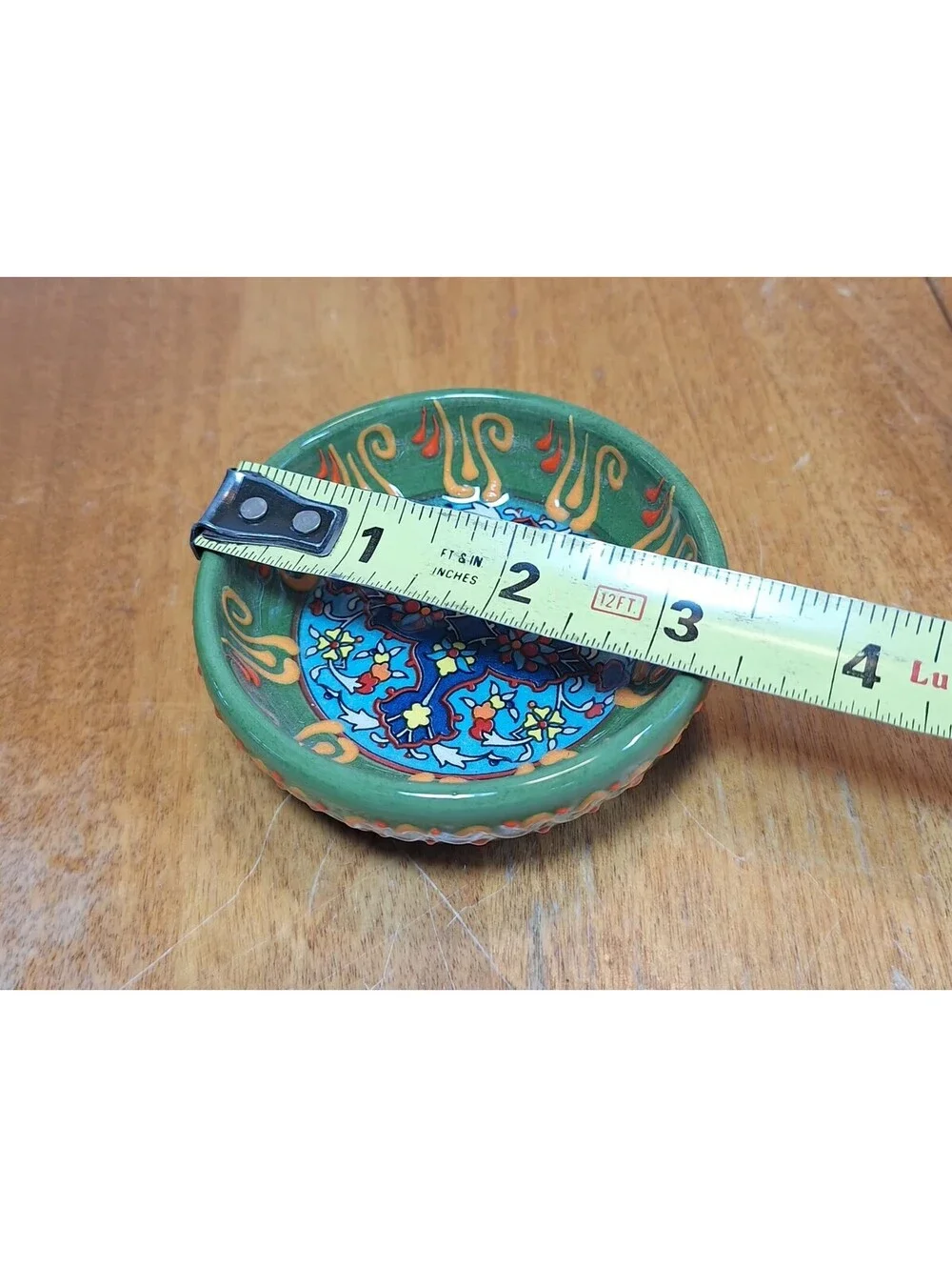 TWO Clay Decorative Dish/Bowls Hand Painted/Signed Natto Tilay Pottery 3.25